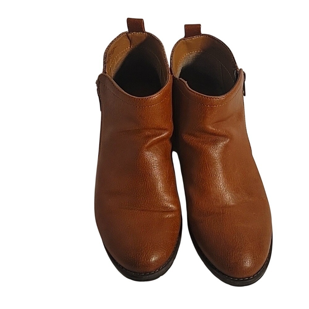EUROSOFT Ankle Booties Side Zip Faux Leather Snake‎ Accent Brown Casual Walking